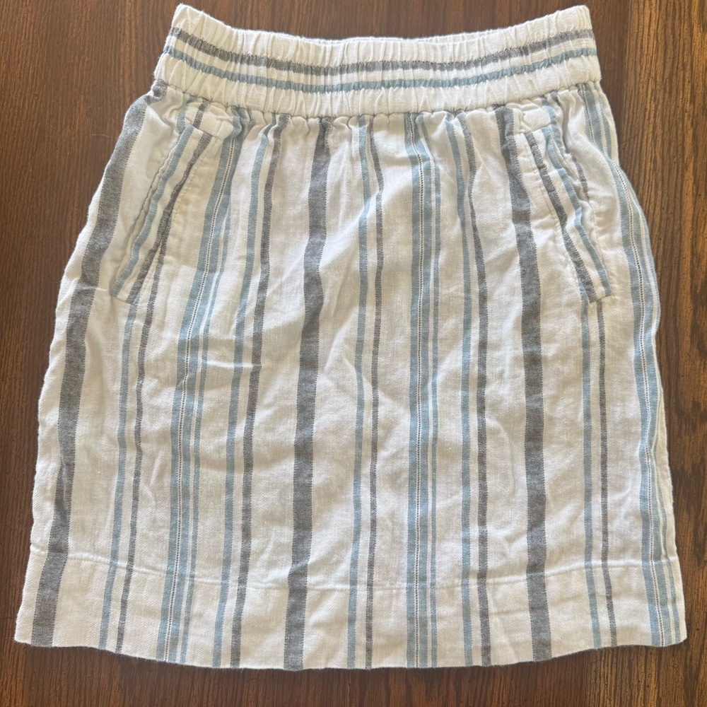 LOFT Blue and White Striped A-Line Skirt